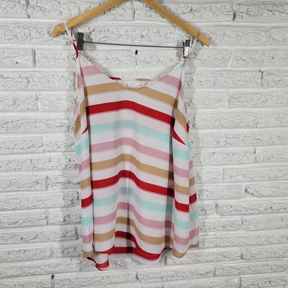 Maurices Womens Top 1 1X Camisole Red Stripe Lightweight Sheer E8E - Picture 1 of 8